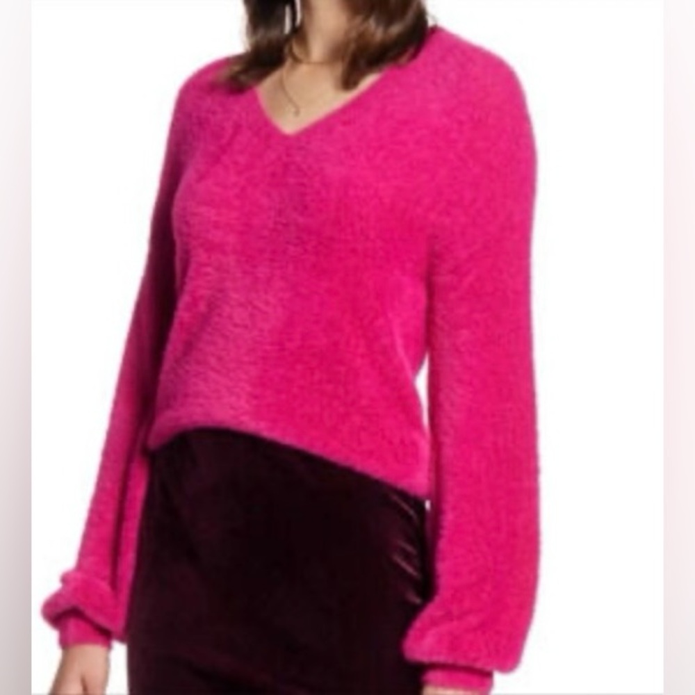 Halogen Fuchsia V-Neck Sweater Pink 3X‎